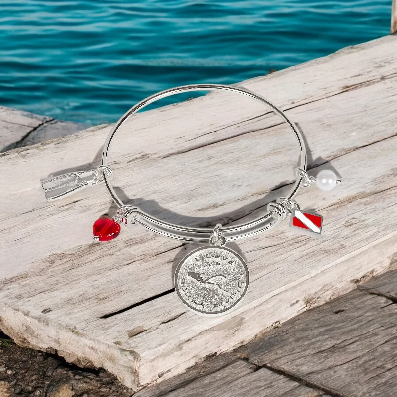 bracelets affordable luxury -Scuba Diving Bracelet, Dive Flag Bangle Bracelet, I Love Scuba Diving Charm Bracelet, Adjustable Scuba Bracelet, Expandable Dive Bangle Bracelet