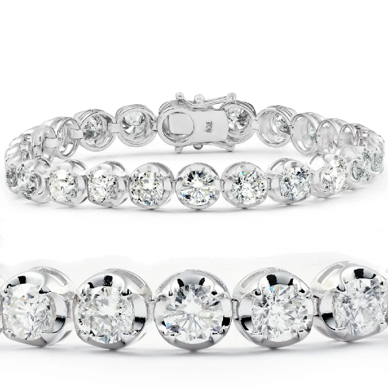 bracelets slim elegant style -15 Ct Diamond Tennis Bracelet 18k White Gold 7" Double Locking Clasp