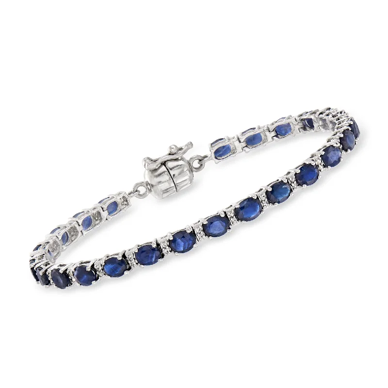 bracelets for bridal elegance -Ross-Simons Sapphire and . White Topaz Tennis Bracelet in Sterling Silver With Magnetic Clasp