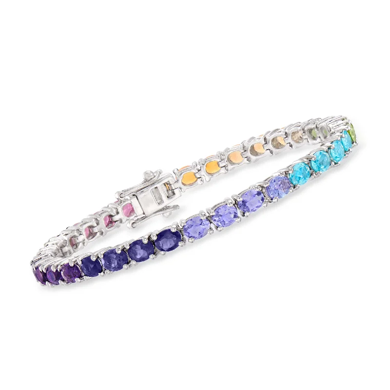 bracelets for stylish women -Ross-Simons 10.50 ct. t.w. Multi-Stone and Fire Opal Tennis Bracelet in Sterling Silver