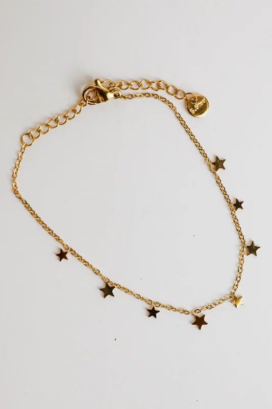 bracelets boho chic vibe -Elise Gold Star Charm Bracelet