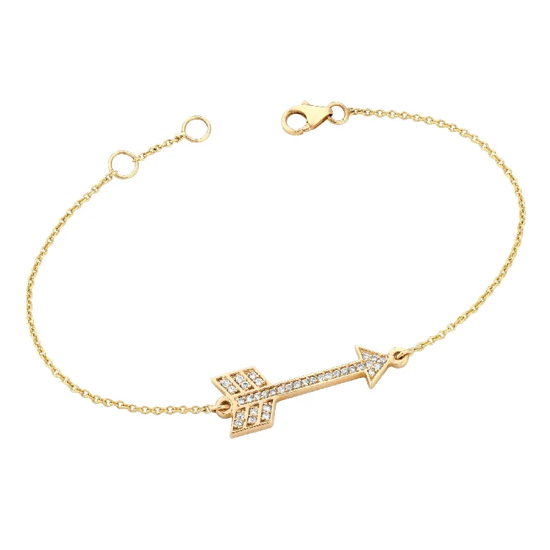 bracelets for everyday wear -Diamond Arrow Bracelet Yellow Gold