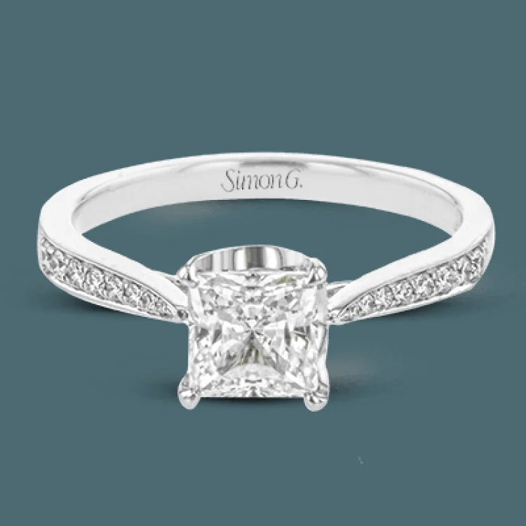 ladies rings with zircon shine -The delicate, understated design of this lovely white gold ring is elevated by .27 ctw of round white diamond accents.