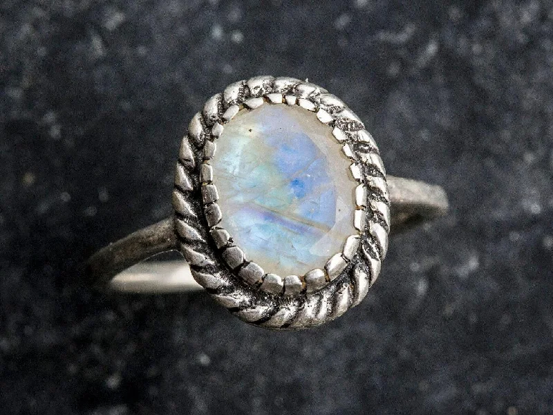 ladies rings bold statement piece -Moonstone Vintage Ring - June Birthstone Ring - Solitaire Moonstone Ring