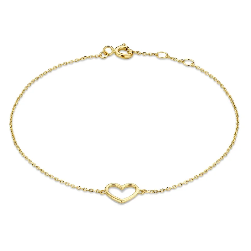 bracelets with initial charm -Belleville Amore 14 karat gold bracelet with heart