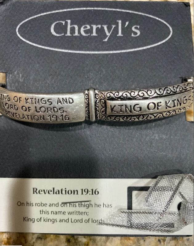 bracelets for bridal elegance -King of Kings Revelation 19:16 antique silver tone bracelet