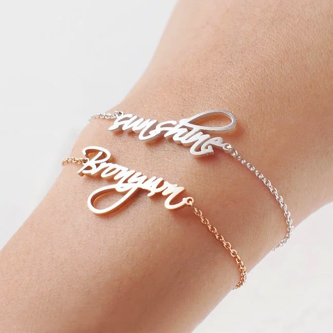 bracelets for young women -18k Rose Gold Vermeil Handwriting Name Bracelet