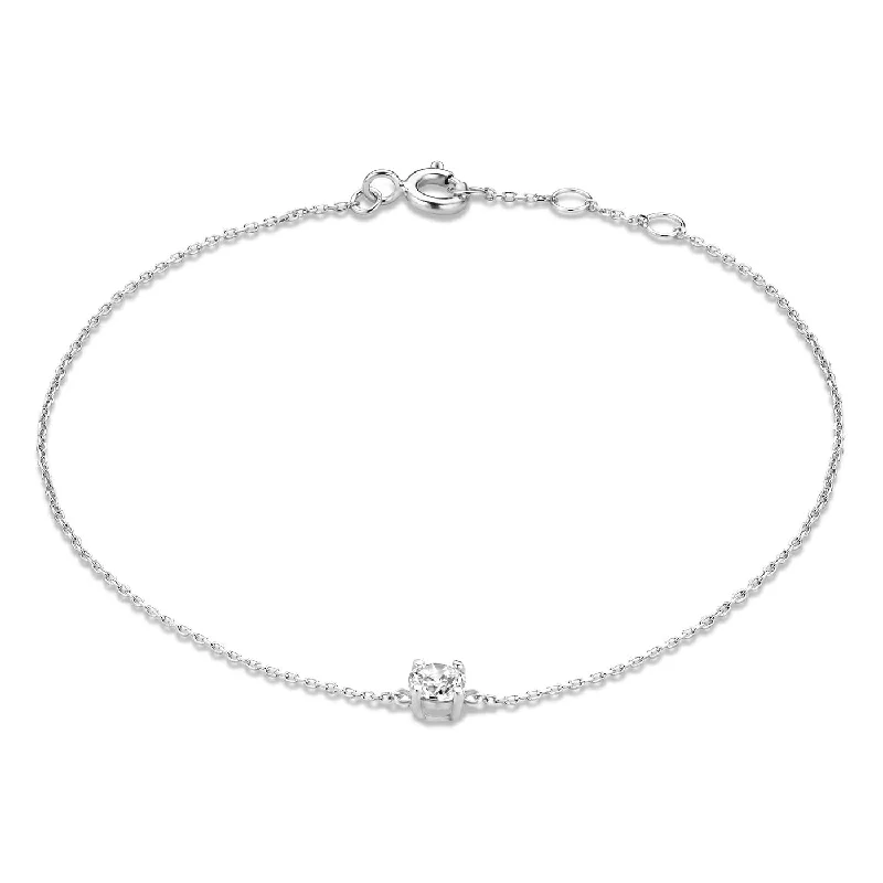 bracelets with gemstone beads -Saint Germain Faïs 14 karat white gold bracelet with zirconia stone