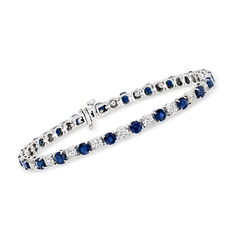 bracelets with yellow citrine -Ross-Simons Sapphire and Diamond Tennis Bracelet in Sterling Silver