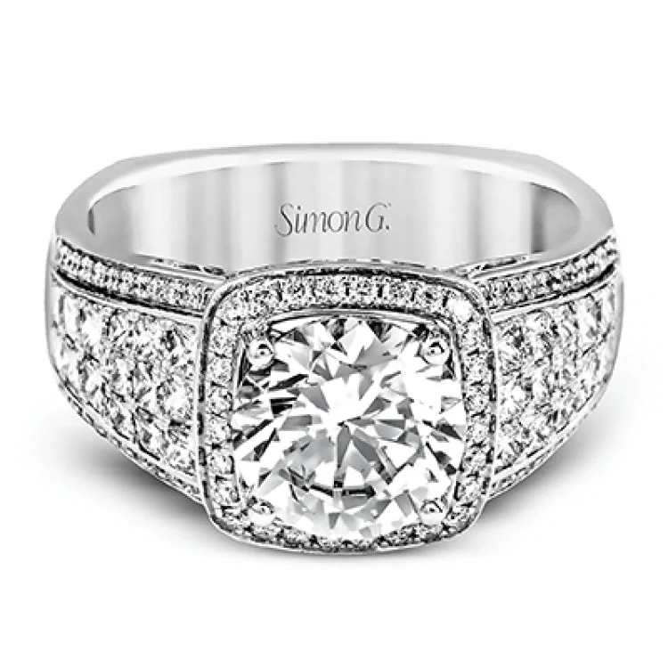 ladies rings adjustable fit size -This romantic white gold contemporary ring is accentuated by .25 ctw of glistening round cut white diamonds and .94 ctw of princess cut diamonds.