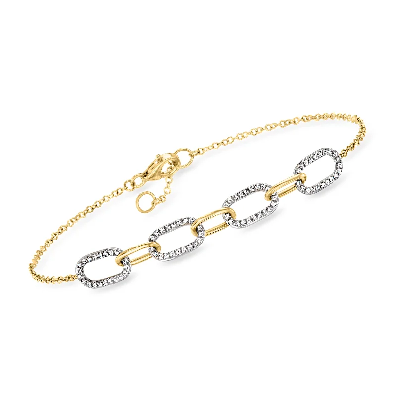 bracelets with arrow detail -Ross-Simons Diamond Paper Clip Link Bracelet in 18kt Yellow Gold