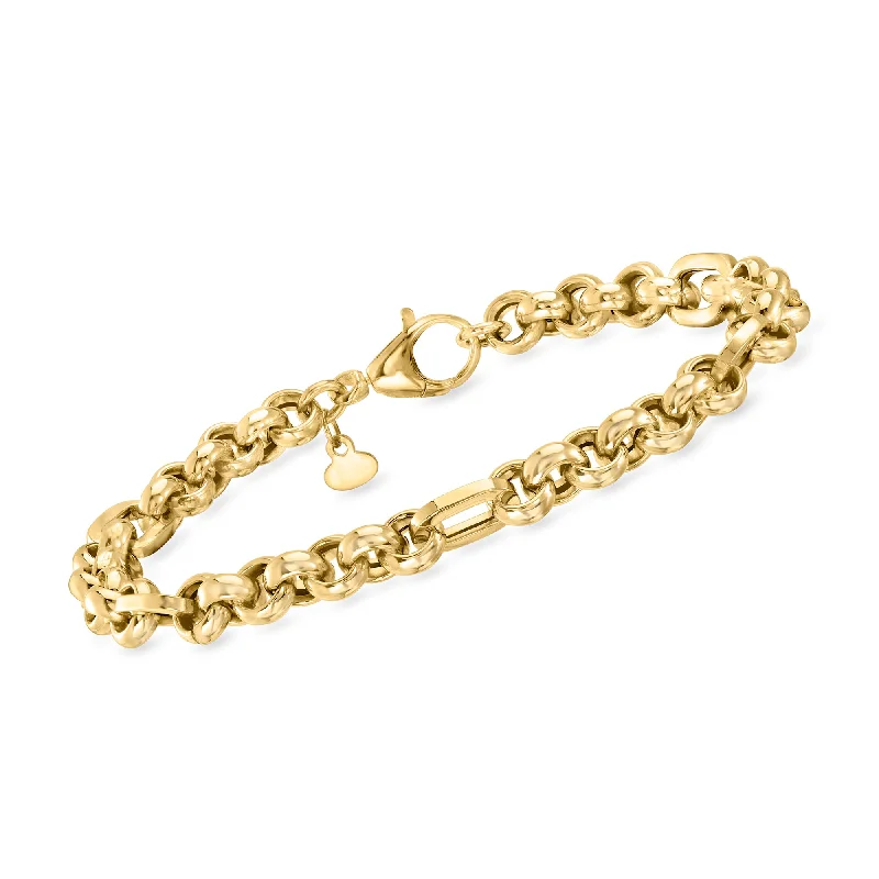 bracelets for casual chic -Ross-Simons Italian 18kt Yellow Gold Rolo-Link Bracelet