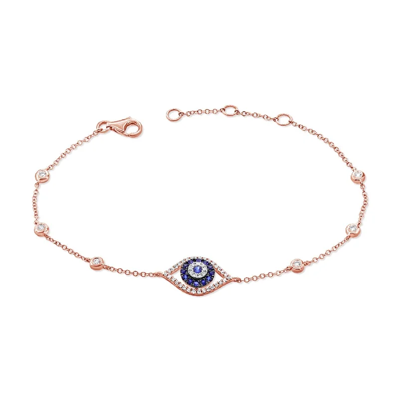 bracelets with evil eye -14k Gold Sapphire & Diamond Evil Eye Bracelet