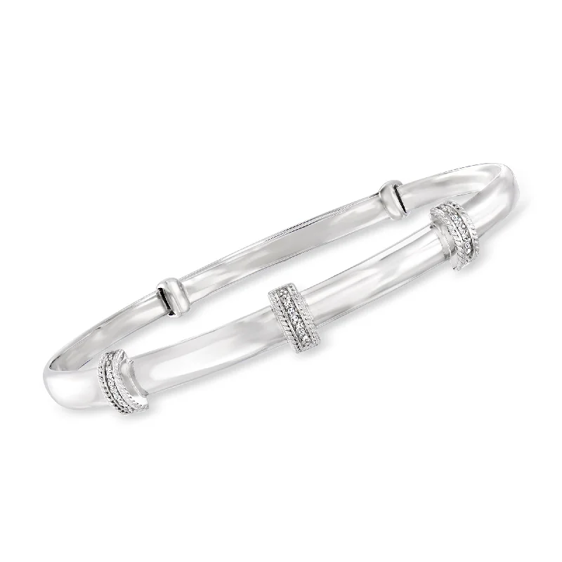 bracelets for vintage lovers -Ross-Simons Diamond-Accented Bangle Bracelet in Sterling Silver