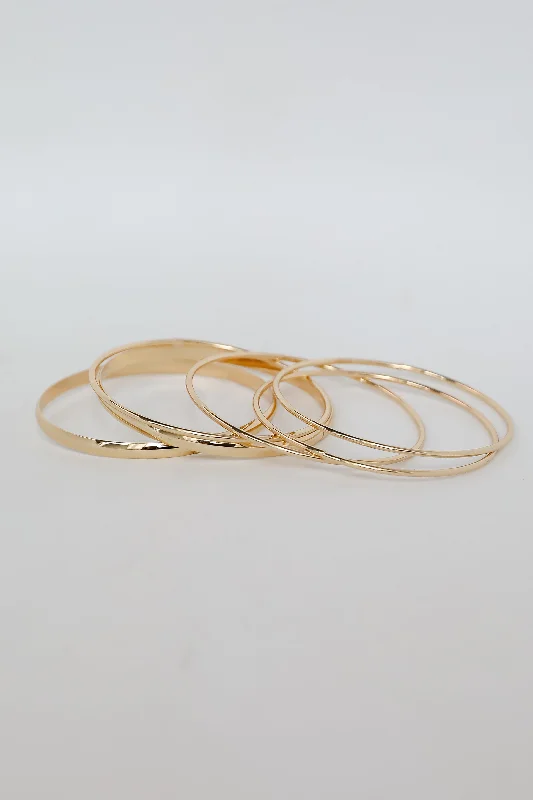 bracelets for couples love -Missy Gold Bangle Set