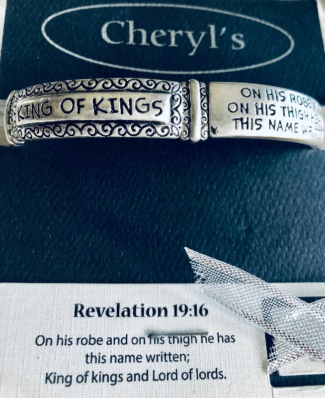 bracelets with black onyx -Revelations 19:16 “King of Kings” Stretch Bracelet