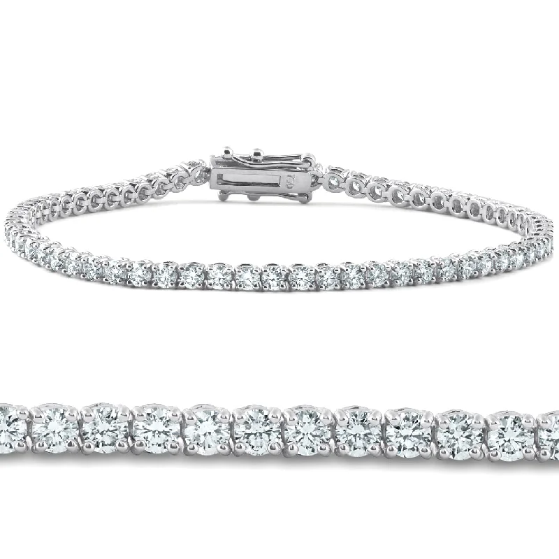 bracelets with floral charm -4 Carat TW Round Cut Diamond Tennis Bracelet 14k White Gold Lab Grown