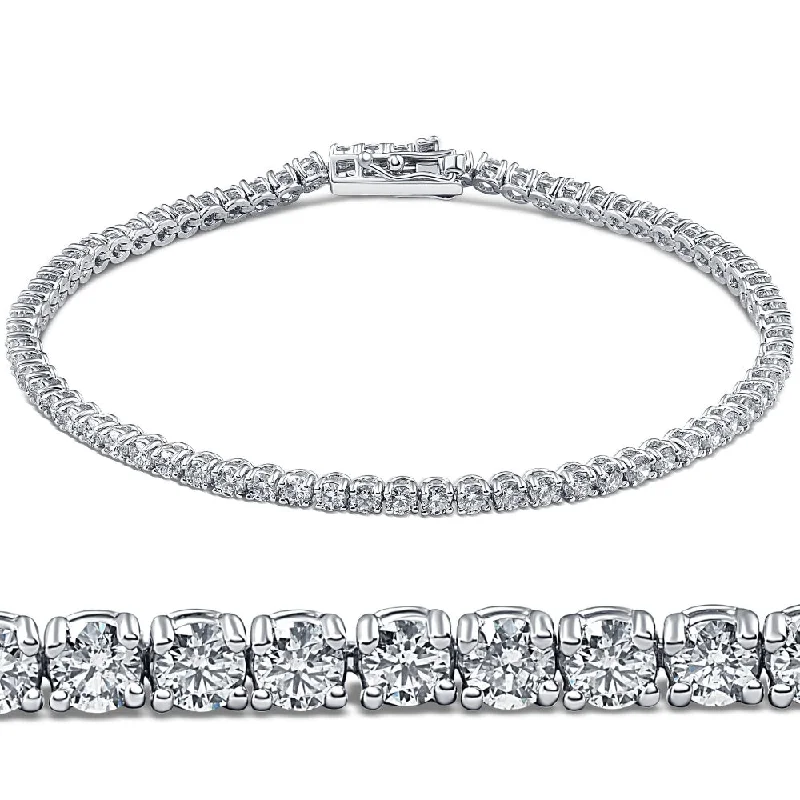 bracelets for holiday gift -3ct. Round Cut Diamond Tennis Bracelet In 14k White Gold 7"