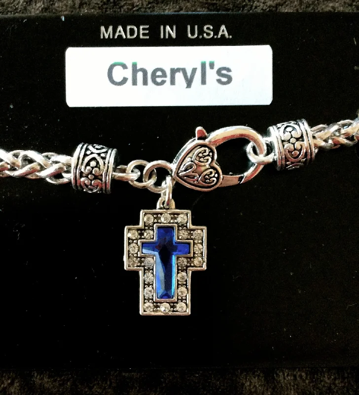 bracelets stylish affordable -Blue Cross Clasp Bracelet