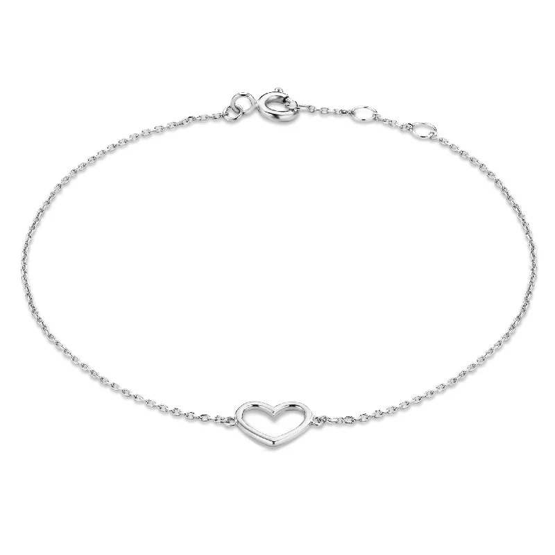 bracelets with evil eye -Saint Germain Amore 14 karat white gold bracelet with heart