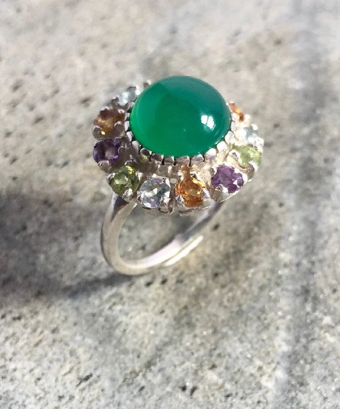 ladies rings with green peridot -Flower Emerald Ring - Real Topaz Ring - Vintage Victorian Ring