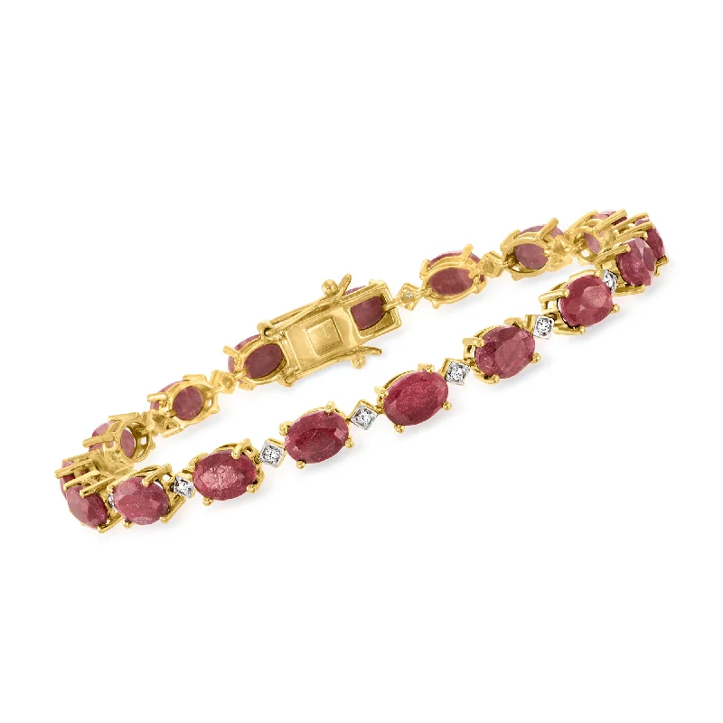 bracelets with green peridot -Ross-Simons Ruby Bracelet With . Diamonds in 18kt Gold Over Sterling