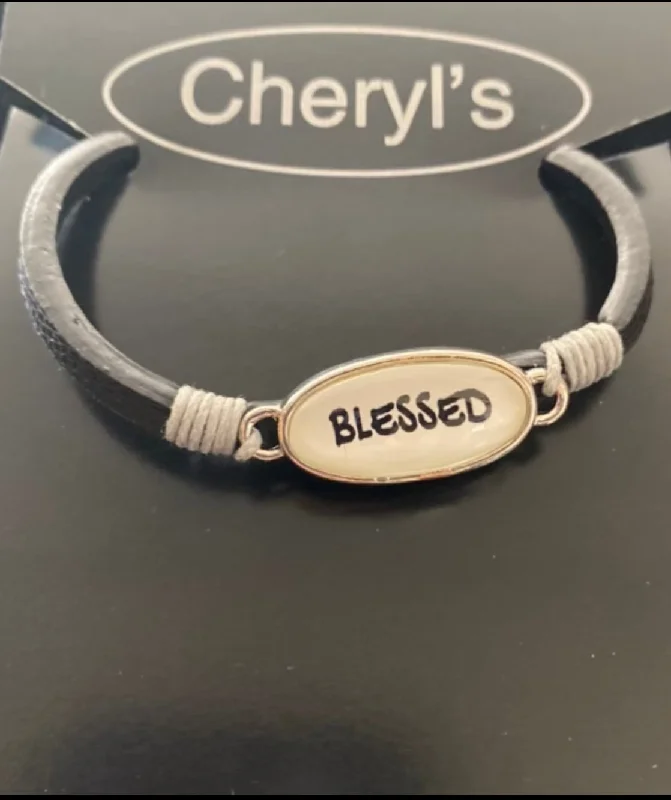 bracelets for teens trendy -Blessed Black Band Bracelet