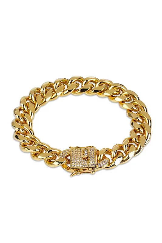 bracelets timeless beauty -18k Gold Link & Cz Clasp Bracelet