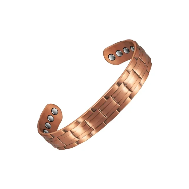 bracelets lightweight daily comfort -Wollet 99.9% Pure Copper Bracelets for Men Magnetic, with 8 Magnets Adjustable Bangles Jewelry Valentine's Day Gift