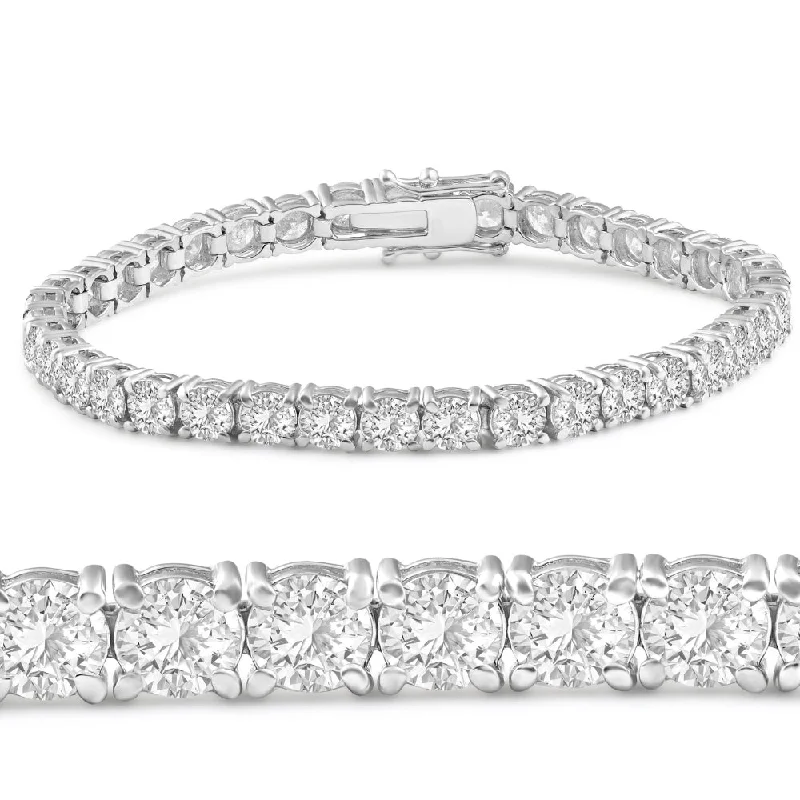 bracelets with initial charm -12 Ct. Round Cut Natural Diamond 18K White Gold Round Cut Tennis Bracelet 7"