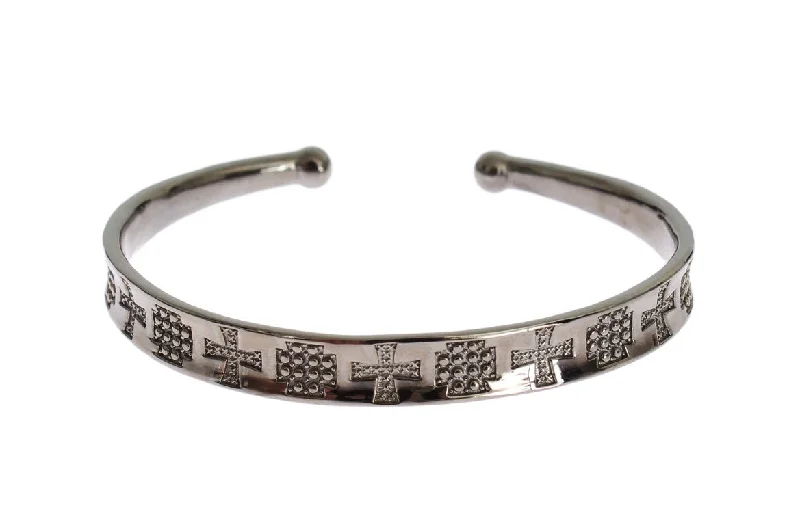 bracelets with onyx black -Nialaya Rhodium 925  Bangle Women's Bracelet