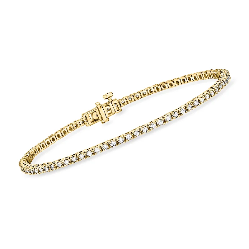 bracelets elegant gold tone -Ross-Simons Lab-Grown Diamond Tennis Bracelet in 18kt Gold Over Sterling