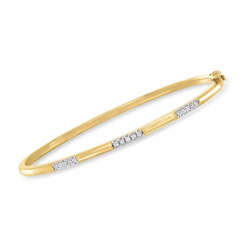 bracelets with rainbow gems -Ross-Simons Diamond Bangle Bracelet in 18kt Gold Over Sterling