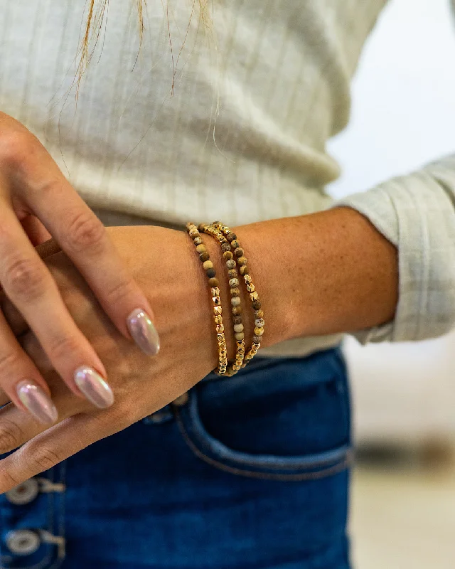 bracelets bold statement piece -Natural Stone Bracelet Set