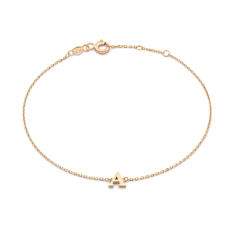 bracelets for special occasions -La Concorde Rachel 14 karat rose gold initial bracelet with letter