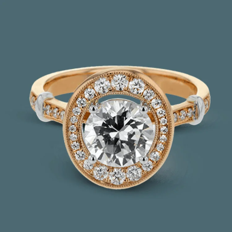 ladies rings with rainbow gems -This remarkably lovely rose gold ring features .32 ctw of round white diamonds as well as subtle white gold accents.