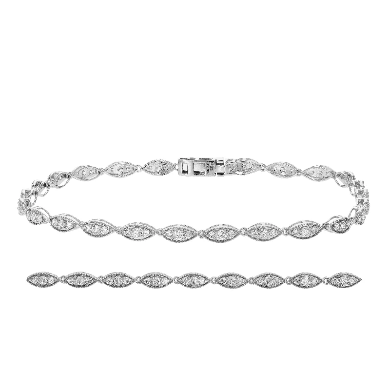 bracelets with birthstone accent -1 cttw Diamond Tennis Bracelet 10K White Gold Round Prong Set 7 Inch