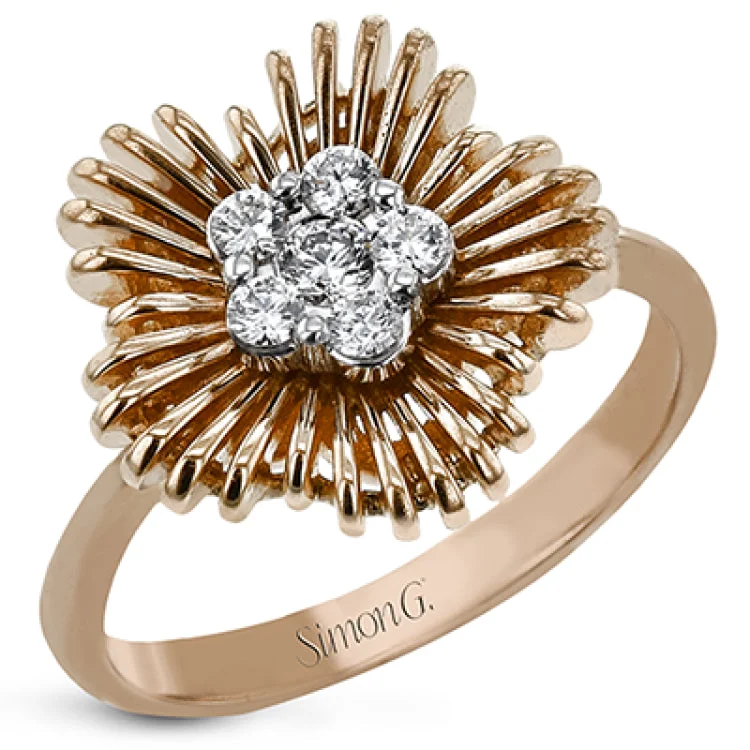 ladies rings personalized name ring -This unique two tone ring features polished gold wires evoking a starbust design, and has a center cluster of diamonds 0.23 ctw.