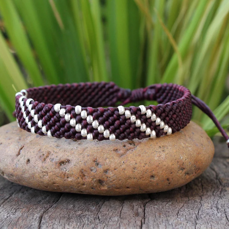 bracelets timeless beauty -Diagonal Mulberry Hill Tribe Silver Wristband Bracelet