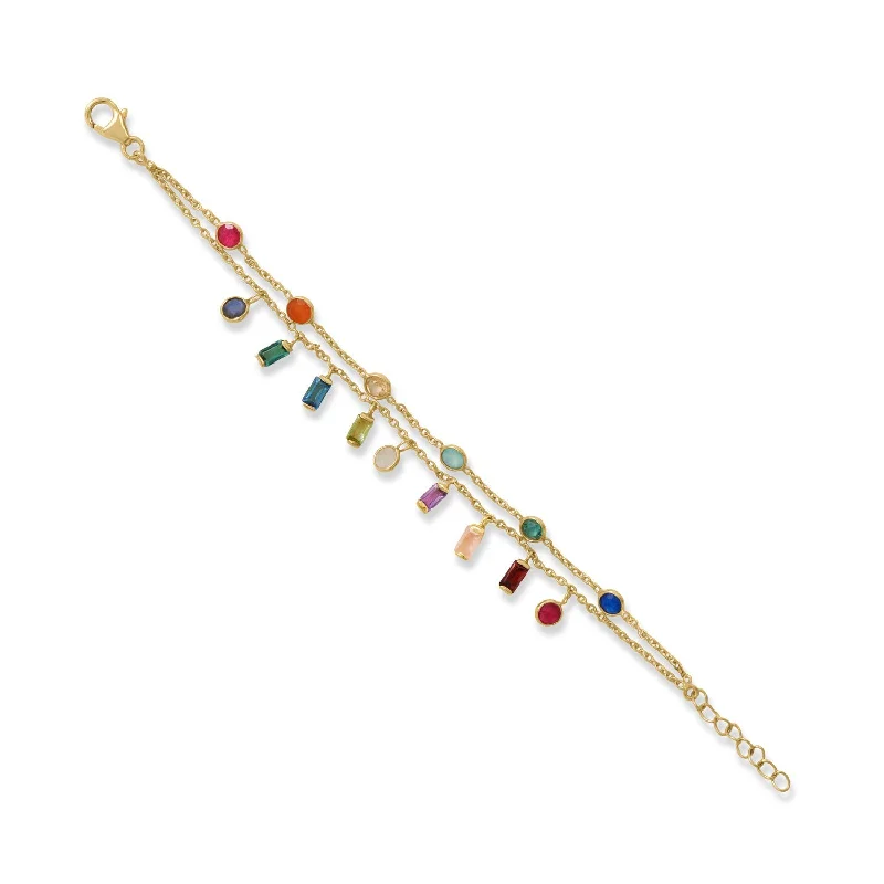 bracelets with shell design -Products 18K Gold Multi Shape Gemstone Charm Bracelet