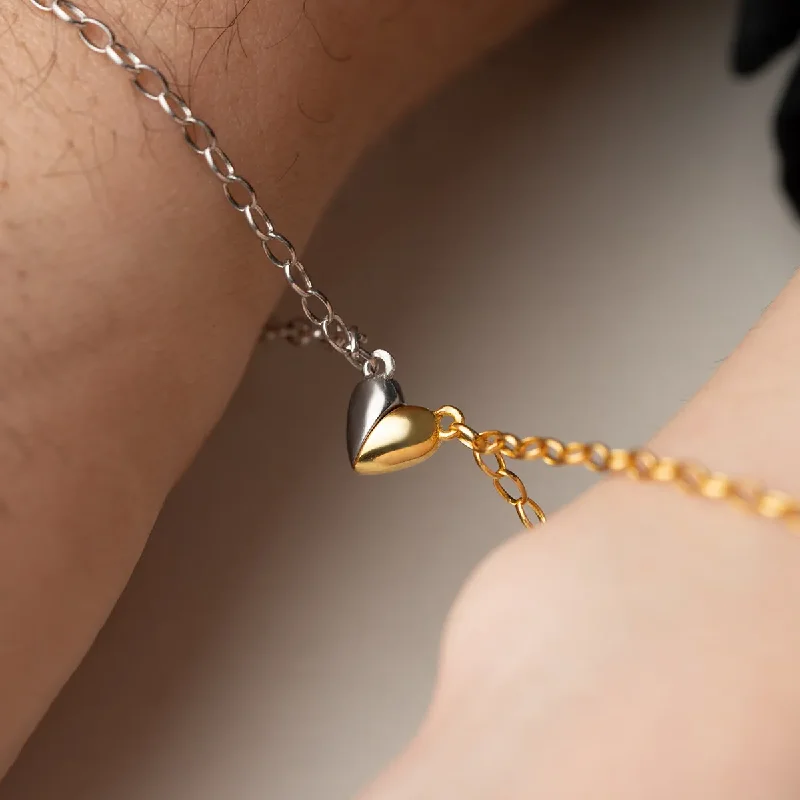 bracelets sleek modern design -Magnetic Heart Couple Friendship Bracelet Set