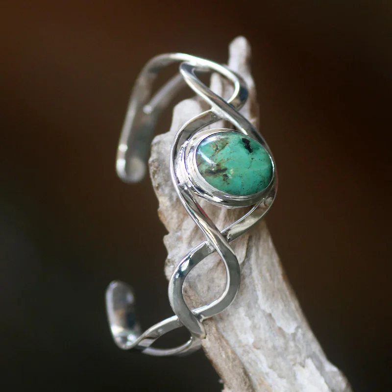 bracelets timeless beauty -DNA Sterling Silver and Reconstituted Turquoise Cuff Bracelet