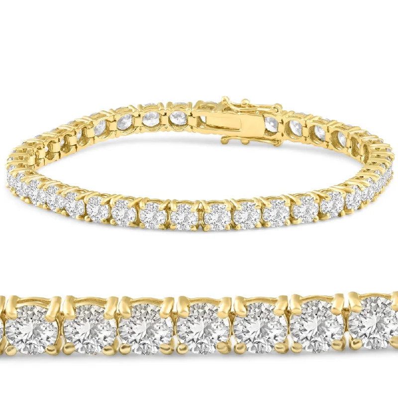 bracelets minimalist chic look -13 Ct. Round Cut Natural Diamond 14K Yellow Gold Round Cut Tennis Bracelet 7"