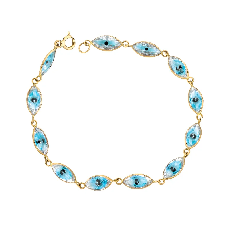 bracelets rose gold fashion -Evil Eyes Marquise Bracelet Yellow Gold