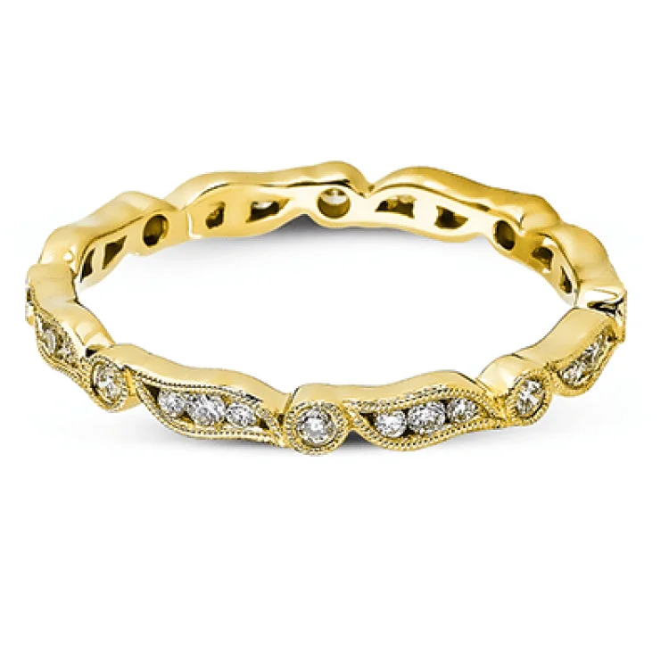 ladies rings stackable fashion set -Featuring a contemporary stackable design, this  yellow gold band is accented by a collection of .28 ctw of white diamonds.