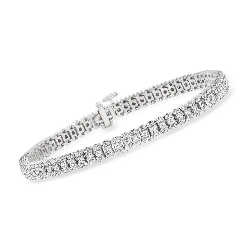 bracelets with shell design -Ross-Simons Diamond Tennis Bracelet in Sterling Silver