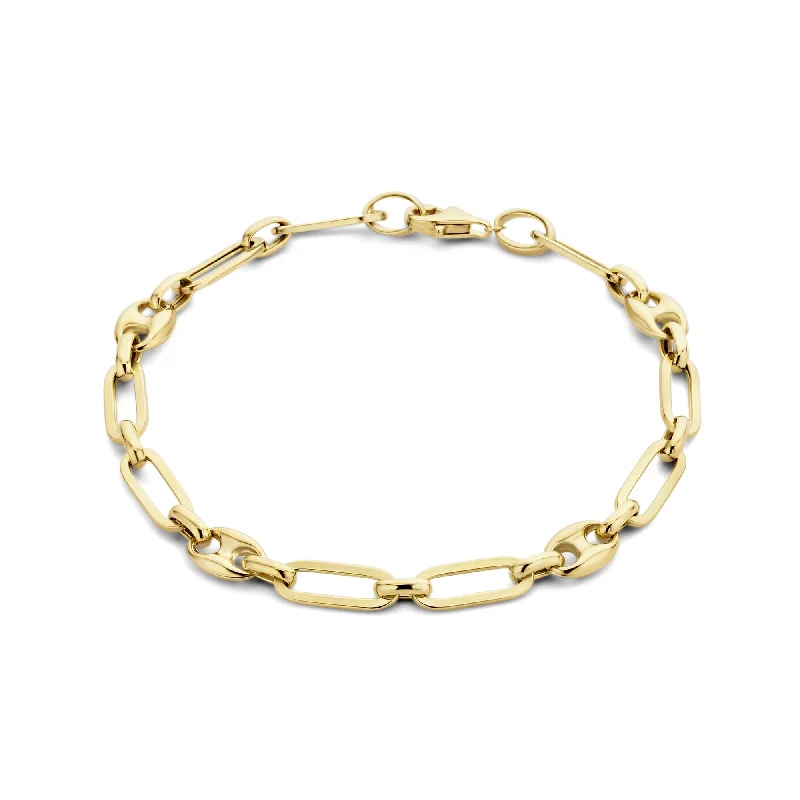 bracelets with gold plating -Aidee Demie 14 karat gold link bracelet