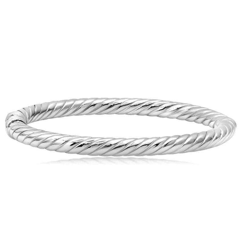 bracelets for casual chic -Sterling Silver Braided Bangle Bracelet 7 inch