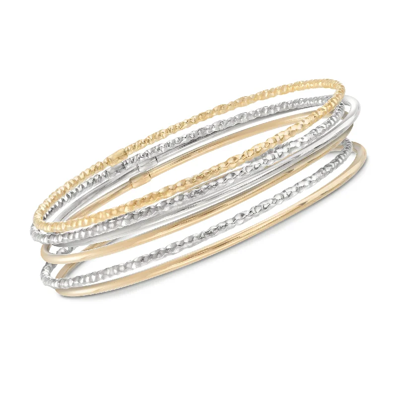 bracelets for wedding gift -Ross-Simons Two-Tone Sterling Silver Jewelry Set: 6 Bangle Bracelets