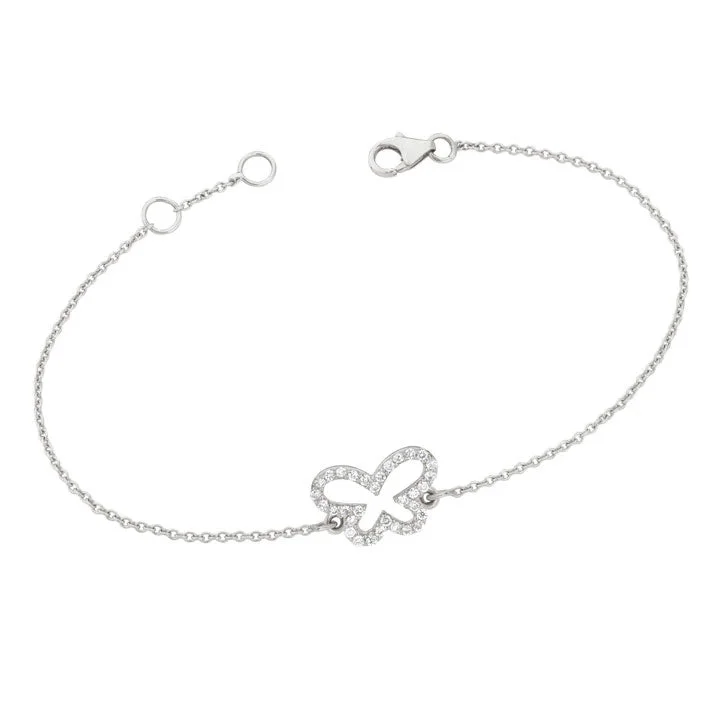 bracelets minimalist sleek design -Diamond Butterfly Bracelet White Gold